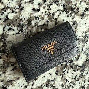 Prada Black Leather Wallet/key fob